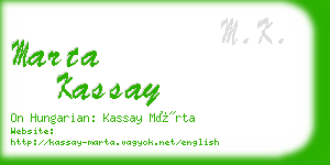 marta kassay business card